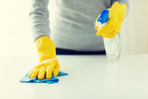 Safe waste handling during an oven cleaning service