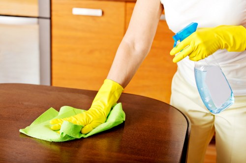 Local office cleaning team preparing a Highbury workplace for the day